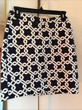 Banana Republic Navy and White Chain-Link Mini Skirt